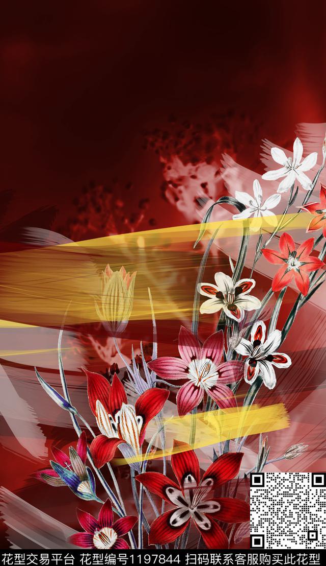 大花定位花中老年数码印花华亿平台下载（图片编号: 1197844） - 瓦栏（Walan）