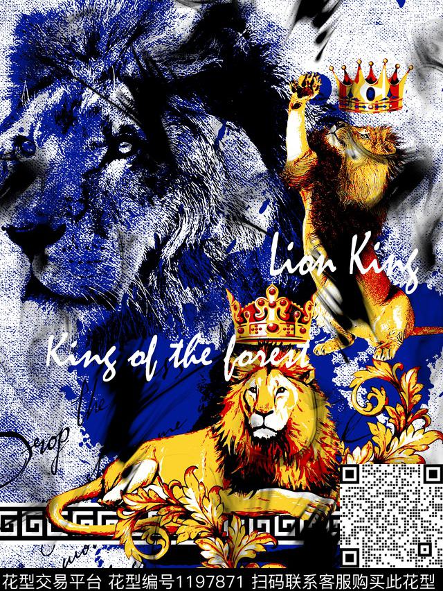 潮牌卷草狮子传统印花华亿平台下载（图片编号: 1197871） - 瓦栏（Walan）