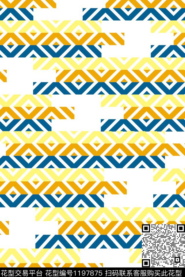 几何炫彩简约数码印花华亿平台下载（图片编号: 1197875） - 瓦栏（Walan）