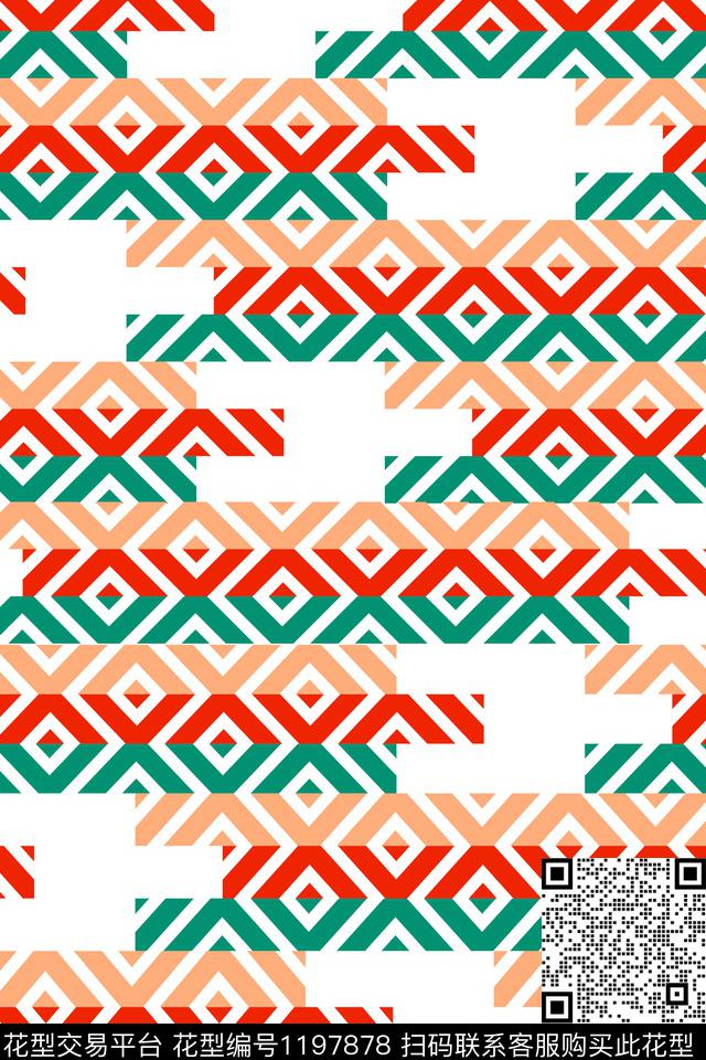 几何炫彩简约数码印花华亿平台下载（图片编号: 1197878） - 瓦栏（Walan）