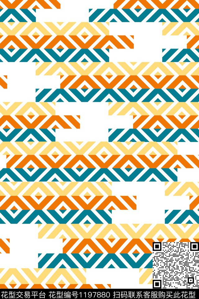 几何炫彩简约数码印花华亿平台下载（图片编号: 1197880） - 瓦栏（Walan）