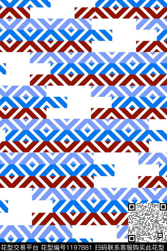 几何炫彩简约数码印花华亿平台下载（图片编号: 1197881） - 瓦栏（Walan）