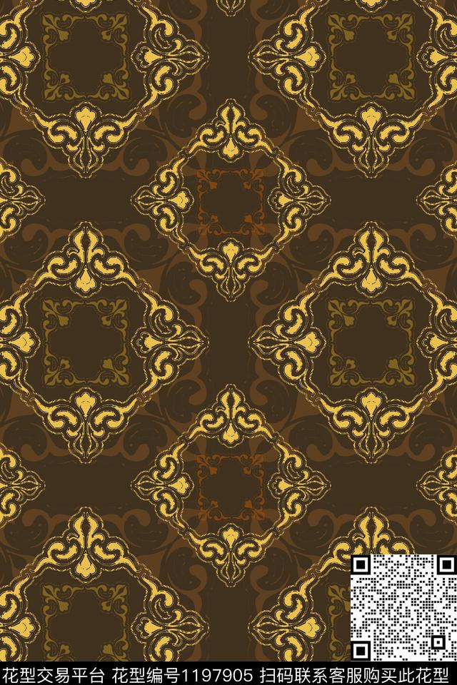 男装休闲花卉复古装饰风传统时尚传统印花华亿平台下载（图片编号: 1197905） - 瓦栏（Walan）