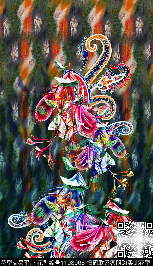 大花定位花中老年数码印花华亿平台下载（图片编号: 1198066） - 瓦栏（Walan）