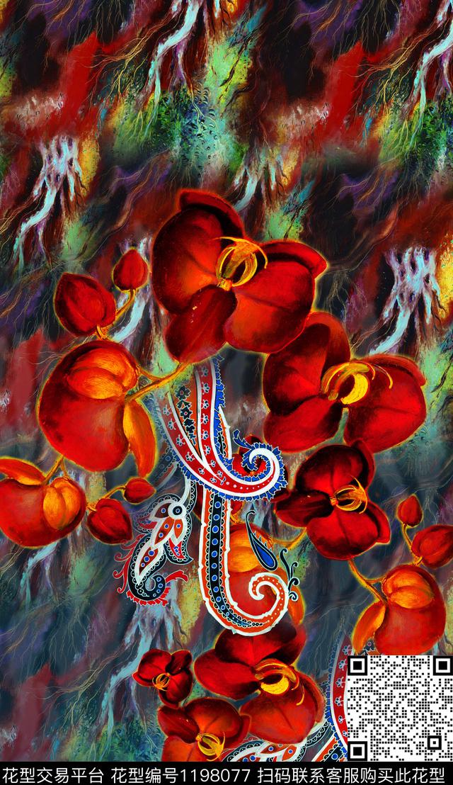 大花定位花中老年数码印花华亿平台下载（图片编号: 1198077） - 瓦栏（Walan）