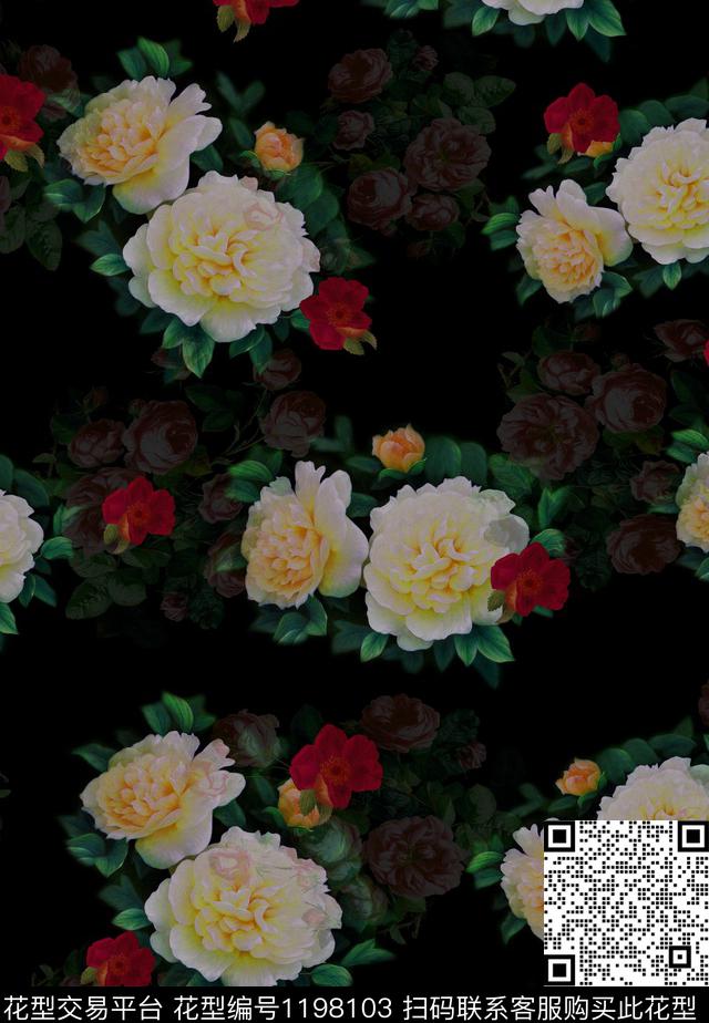 女装朦胧花卉满版散花数码印花华亿平台下载（图片编号: 1198103） - 瓦栏（Walan）