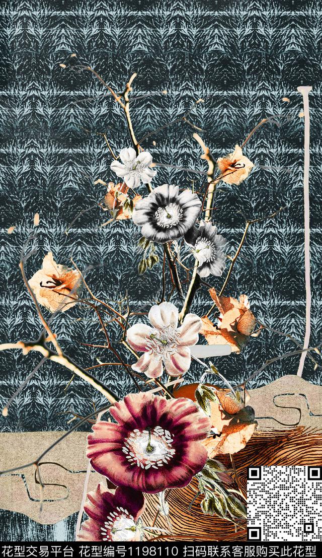 大花定位花中老年数码印花华亿平台下载（图片编号: 1198110） - 瓦栏（Walan）