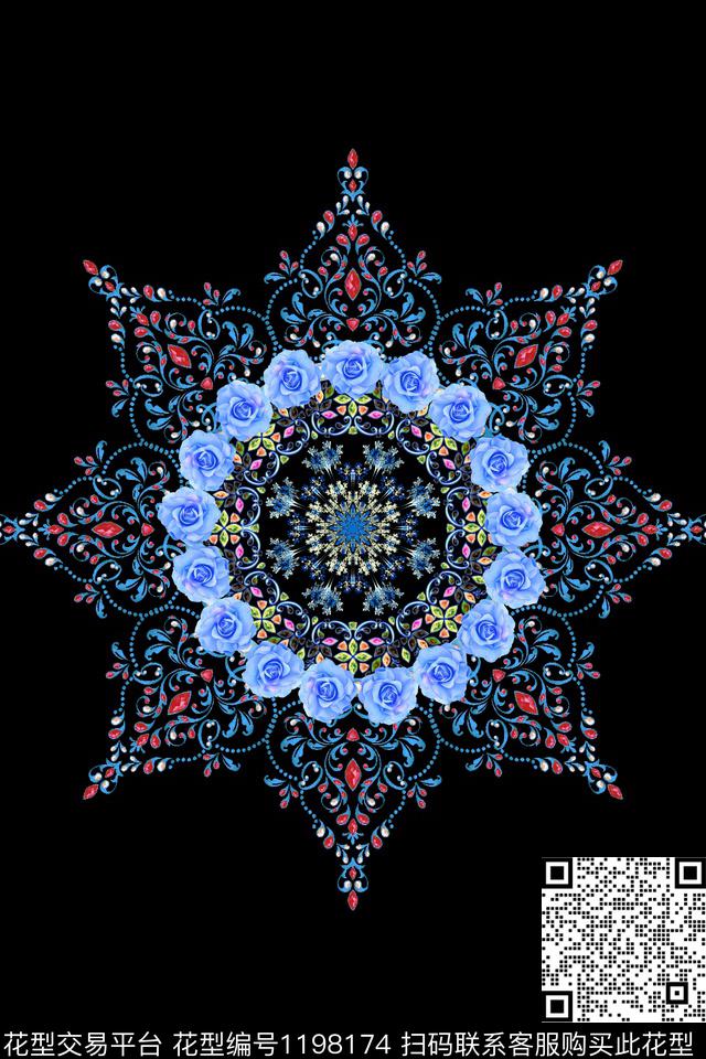 男装大牌风几何花卉数码印花华亿平台下载（图片编号: 1198174） - 瓦栏（Walan）