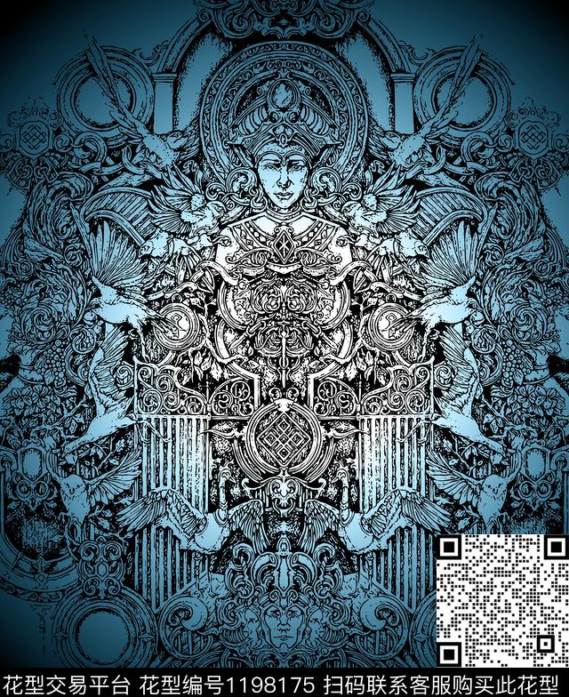 古典花纹大牌风渐变传统印花华亿平台下载（图片编号: 1198175） - 瓦栏（Walan）