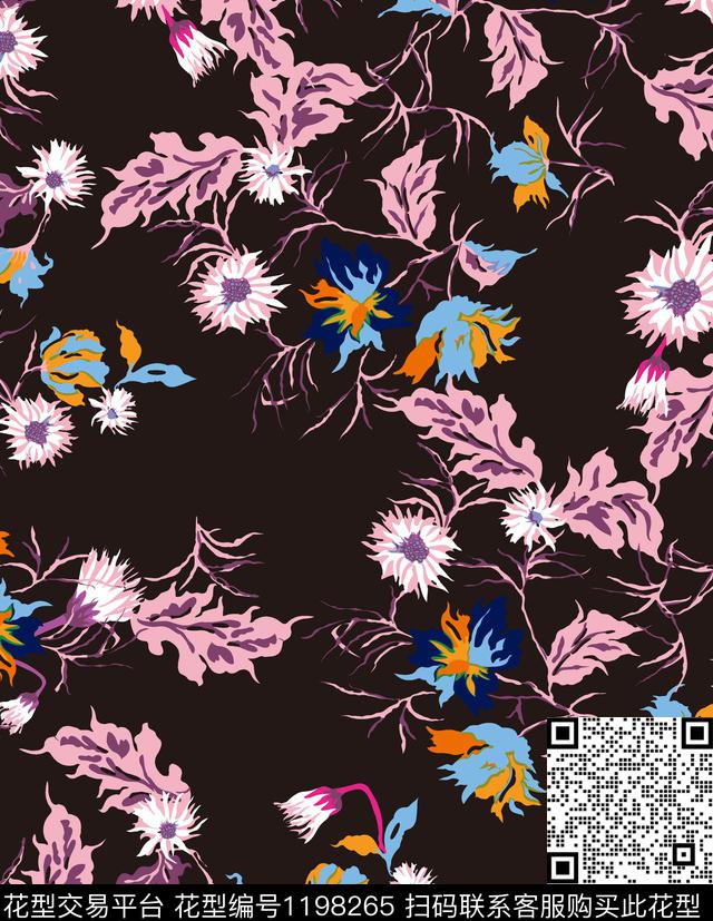 绣花华亿平台花卉小碎花传统印花华亿平台下载（图片编号: 1198265） - 瓦栏（Walan）