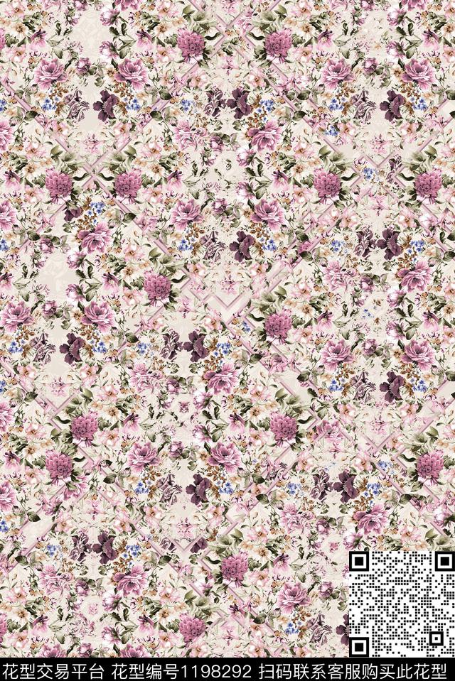 抽象花卉外贸数码印花华亿平台下载（图片编号: 1198292） - 瓦栏（Walan）
