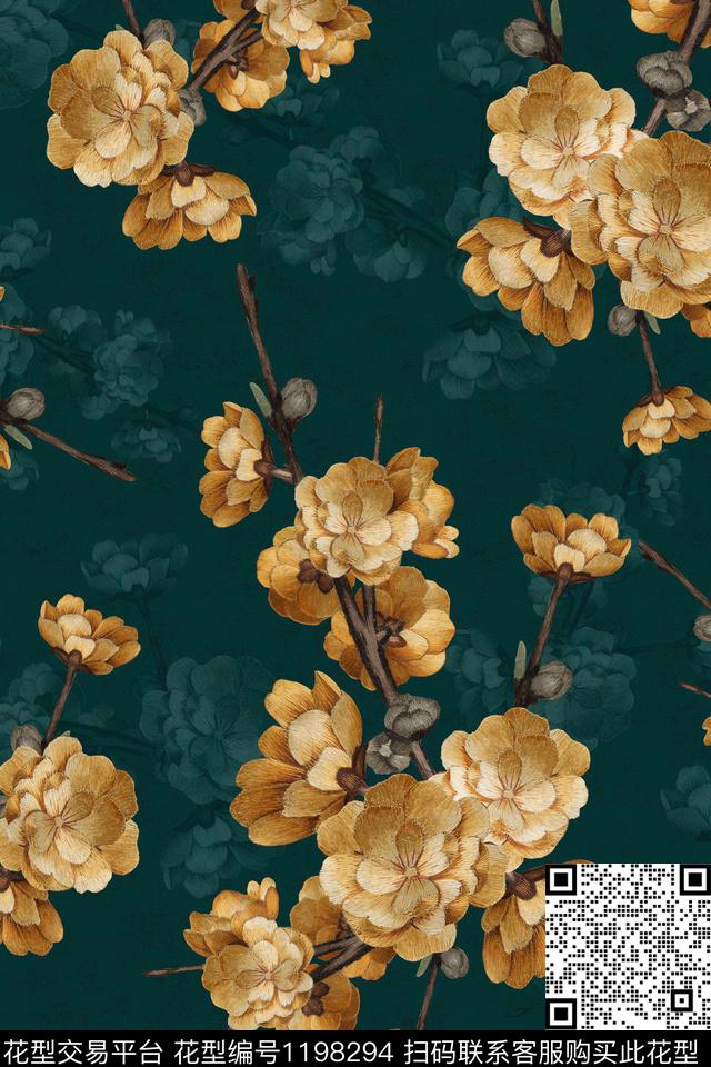 大牌风旗袍复古数码印花华亿平台下载（图片编号: 1198294） - 瓦栏（Walan）