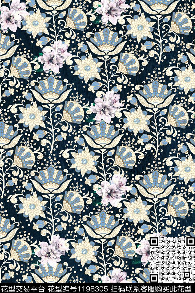 抽象花卉外贸数码印花华亿平台下载（图片编号: 1198305） - 瓦栏（Walan）