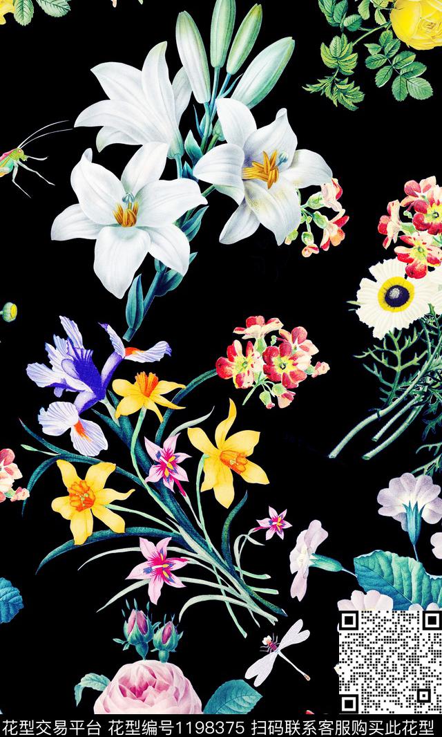 数码华亿平台花卉大牌风数码印花华亿平台下载（图片编号: 1198375） - 瓦栏（Walan）