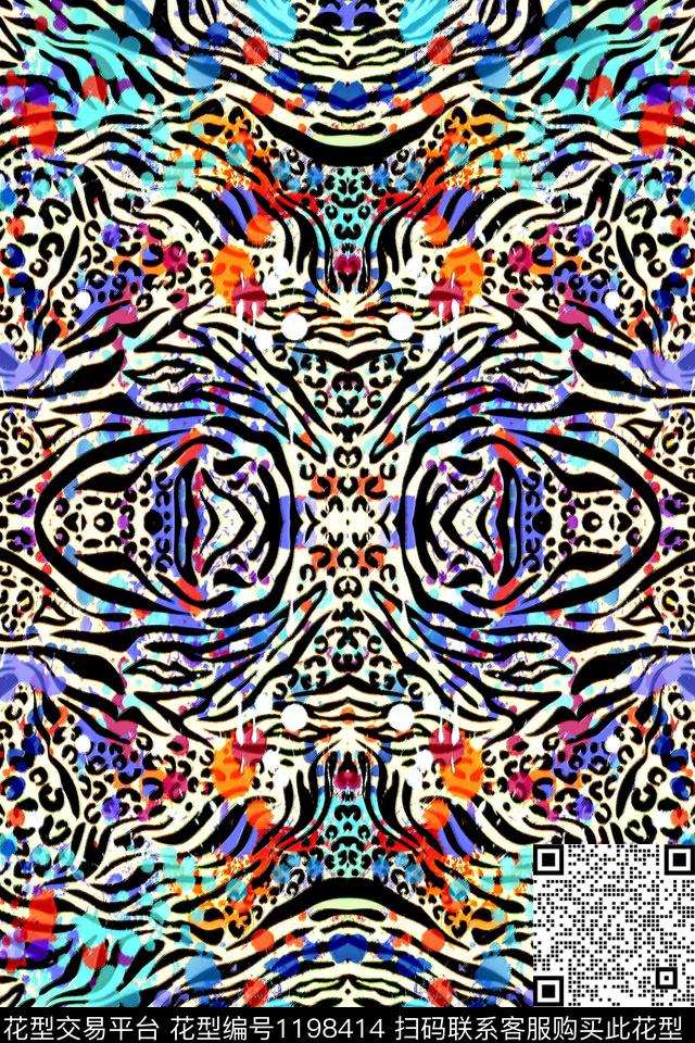 时尚抽象国际数码印花华亿平台下载（图片编号: 1198414） - 瓦栏（Walan）