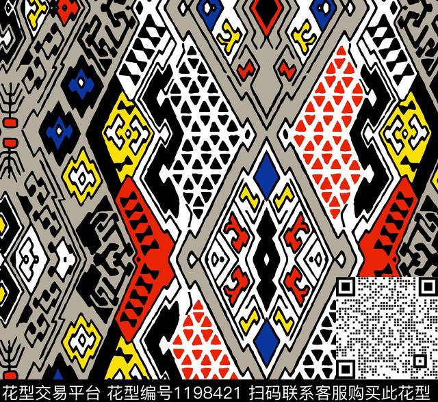 几何抽象扑克传统印花华亿平台下载（图片编号: 1198421） - 瓦栏（Walan）