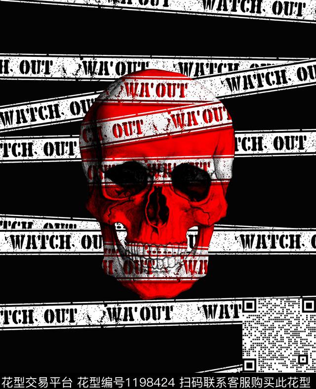 哥特红骷髅头字母插画数码印花华亿平台下载（图片编号: 1198424） - 瓦栏（Walan）