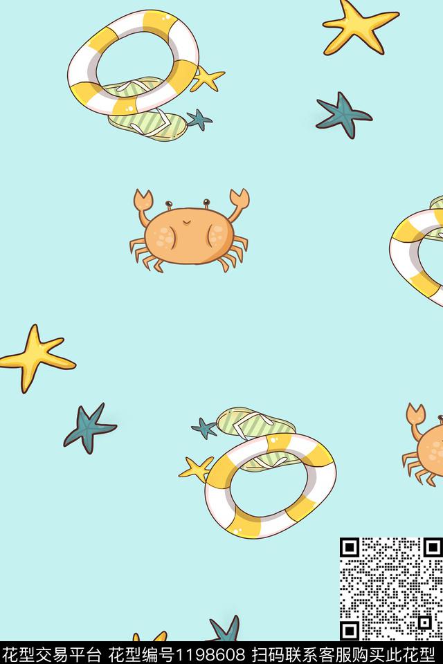 休闲海星沙滩数码印花华亿平台下载（图片编号: 1198608） - 瓦栏（Walan）