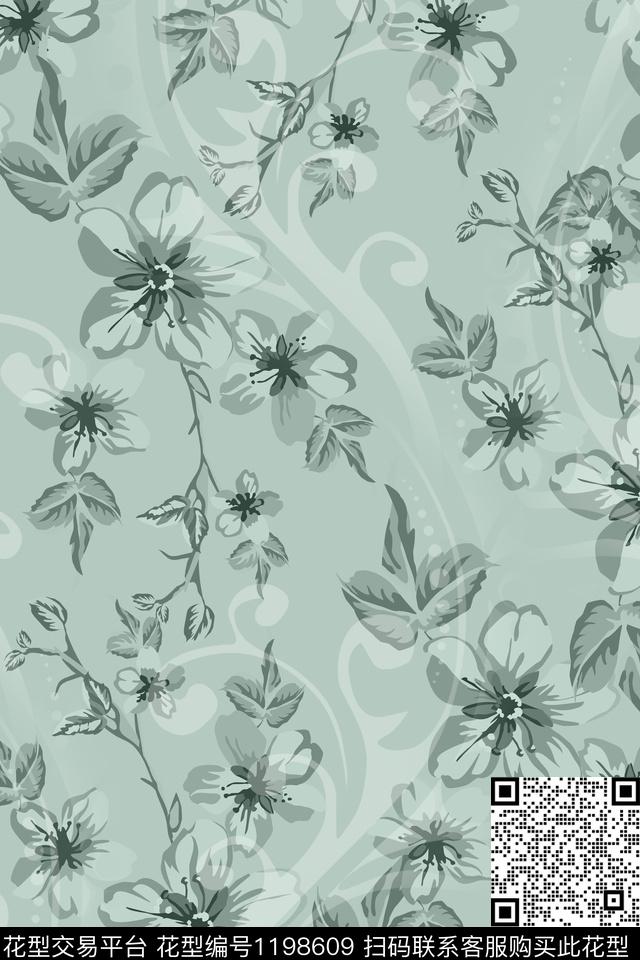 女装花卉满版散花传统印花华亿平台下载（图片编号: 1198609） - 瓦栏（Walan）