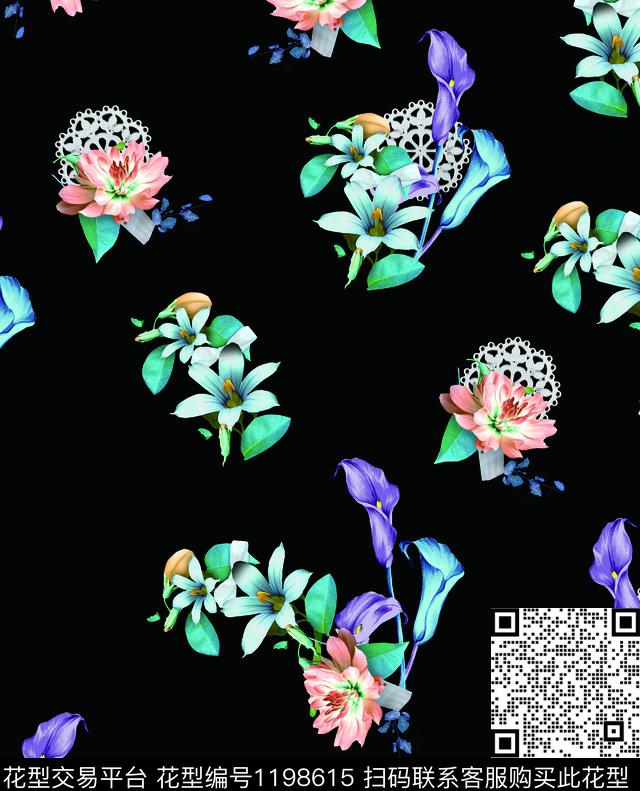 数码华亿平台女装花卉数码印花华亿平台下载（图片编号: 1198615） - 瓦栏（Walan）