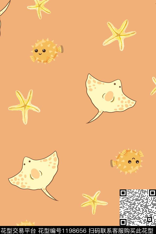 海星卡通海洋传统印花华亿平台下载（图片编号: 1198656） - 瓦栏（Walan）