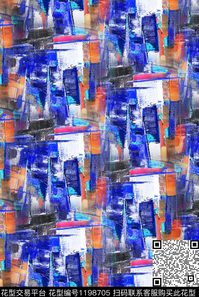 抽象笔触肌理数码印花华亿平台下载（图片编号: 1198705） - 瓦栏（Walan）
