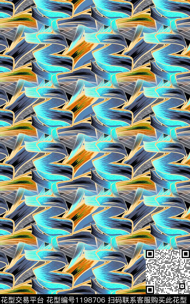 抽象笔触肌理数码印花华亿平台下载（图片编号: 1198706） - 瓦栏（Walan）