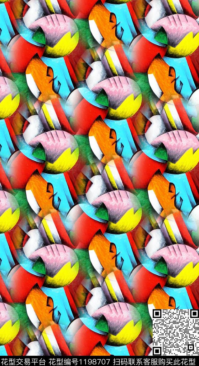 抽象笔触肌理数码印花华亿平台下载（图片编号: 1198707） - 瓦栏（Walan）