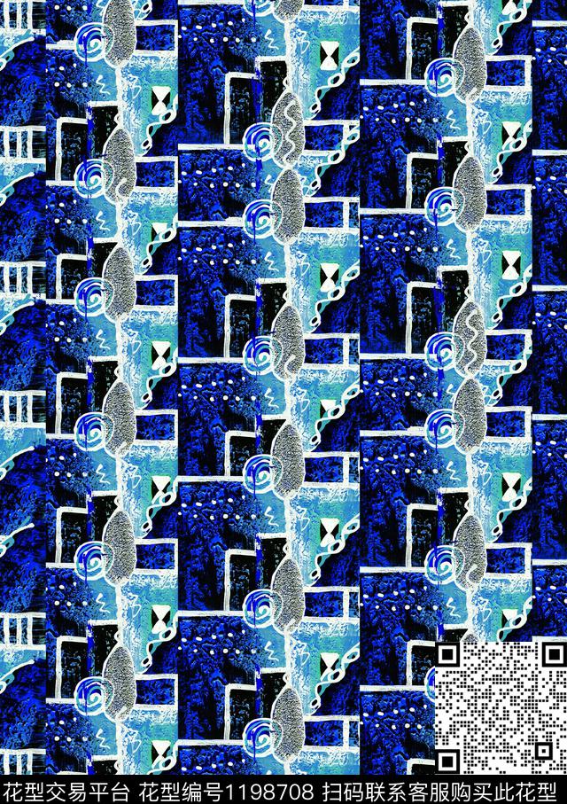 抽象笔触肌理数码印花华亿平台下载（图片编号: 1198708） - 瓦栏（Walan）