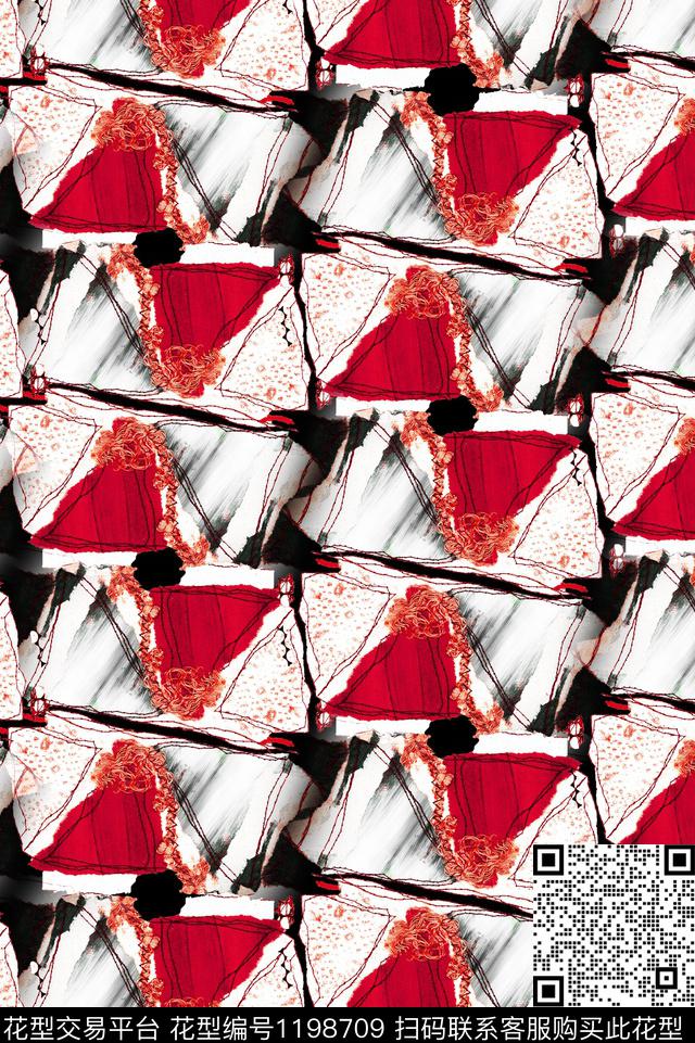 抽象笔触肌理数码印花华亿平台下载（图片编号: 1198709） - 瓦栏（Walan）