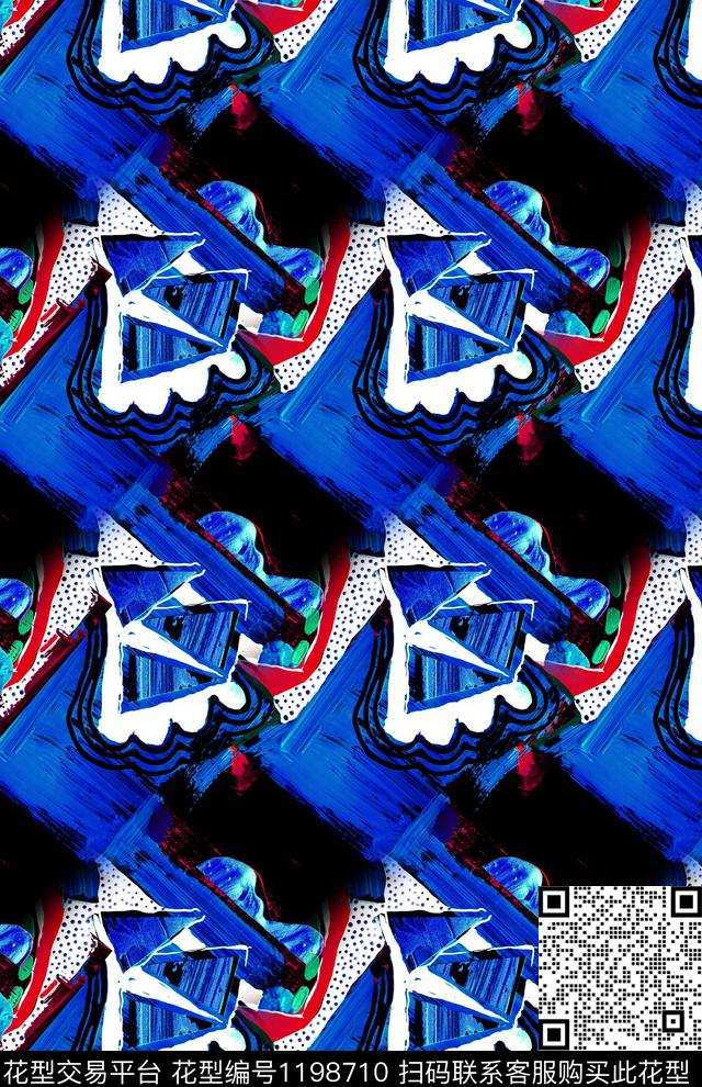 抽象笔触肌理数码印花华亿平台下载（图片编号: 1198710） - 瓦栏（Walan）