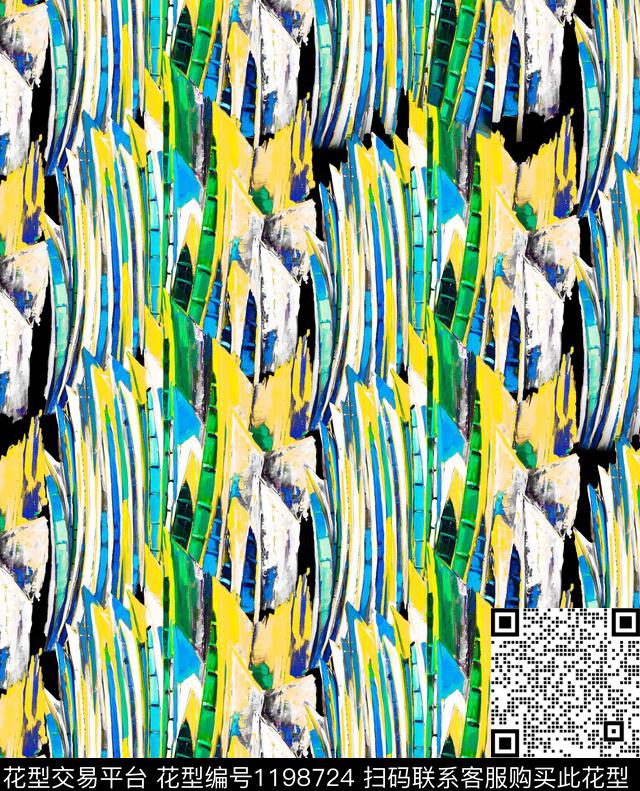 抽象笔触肌理数码印花华亿平台下载（图片编号: 1198724） - 瓦栏（Walan）