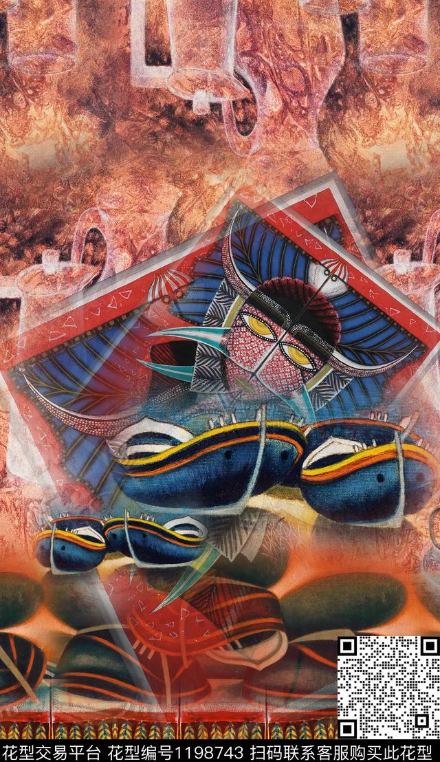 大花定位花中老年数码印花华亿平台下载（图片编号: 1198743） - 瓦栏（Walan）