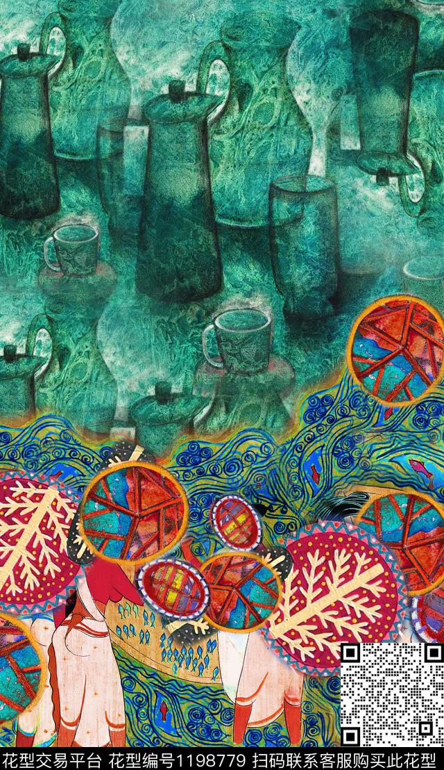 大花定位花中老年数码印花华亿平台下载（图片编号: 1198779） - 瓦栏（Walan）