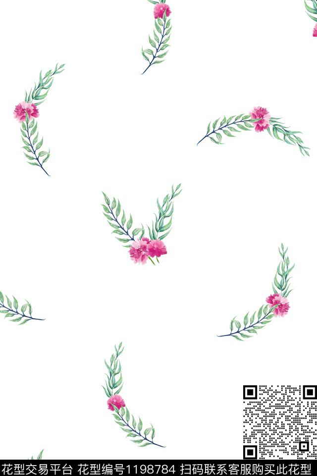 春夏华亿平台清爽底花卉水彩花卉数码印花华亿平台下载（图片编号: 1198784） - 瓦栏（Walan）