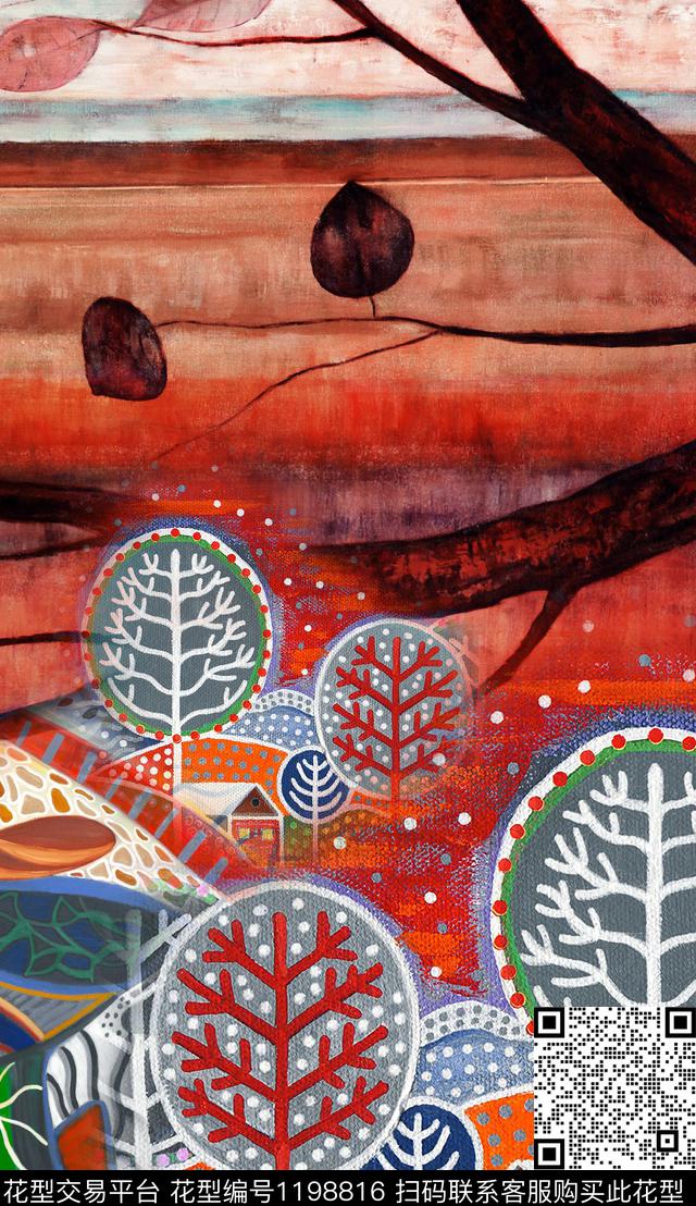 大花定位花中老年数码印花华亿平台下载（图片编号: 1198816） - 瓦栏（Walan）