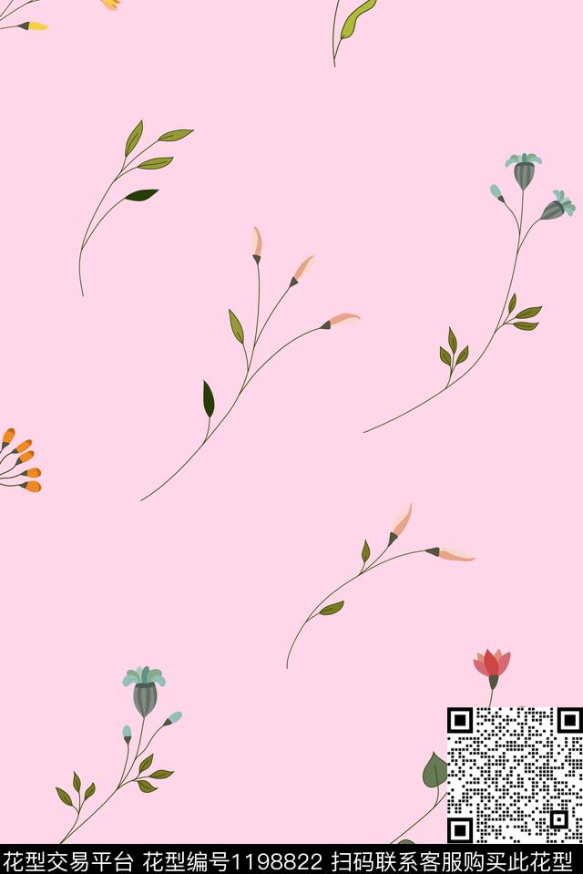 春夏华亿平台清爽底花卉文艺数码印花华亿平台下载（图片编号: 1198822） - 瓦栏（Walan）