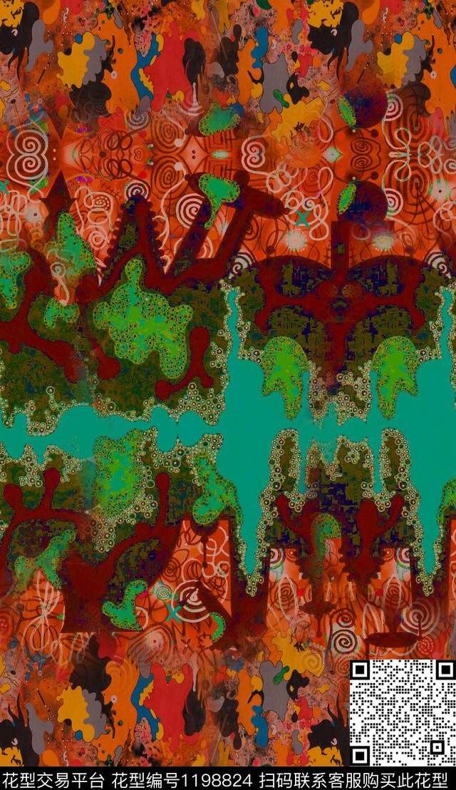 大花定位花中老年数码印花华亿平台下载（图片编号: 1198824） - 瓦栏（Walan）