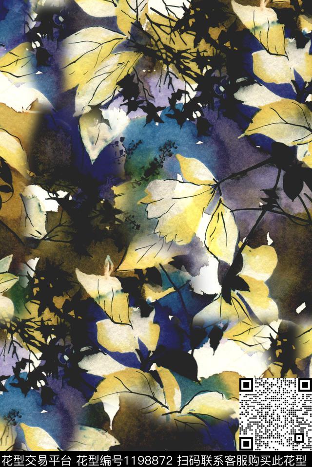 春夏华亿平台水彩花卉褪色花卉数码印花华亿平台下载（图片编号: 1198872） - 瓦栏（Walan）