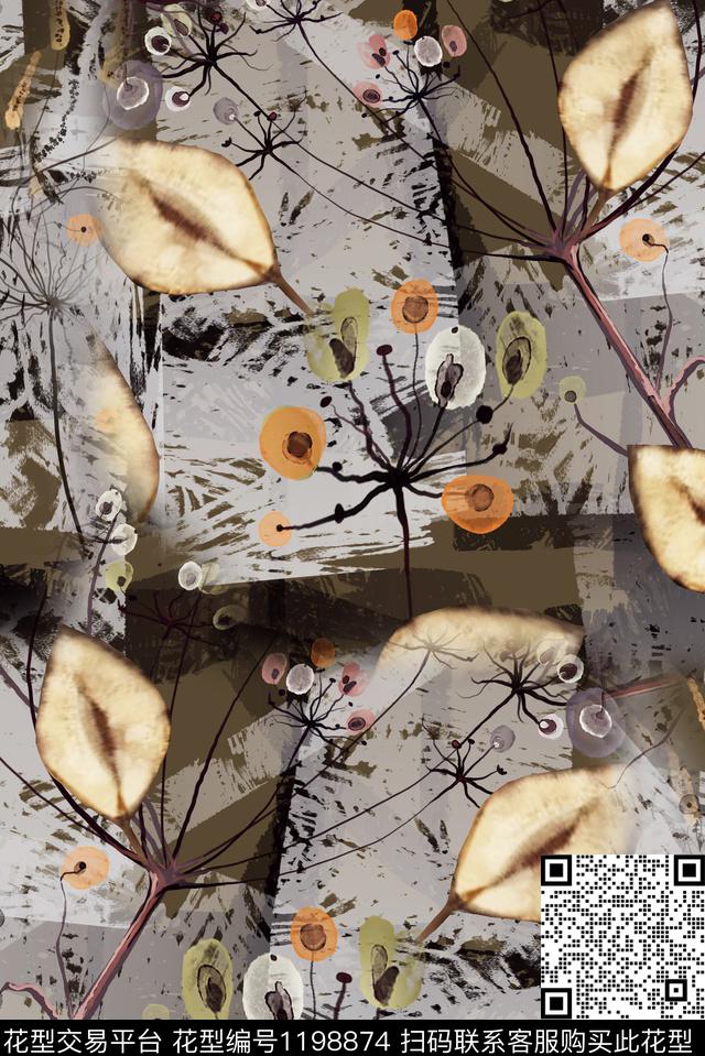 春夏华亿平台褪色花卉肌理数码印花华亿平台下载（图片编号: 1198874） - 瓦栏（Walan）