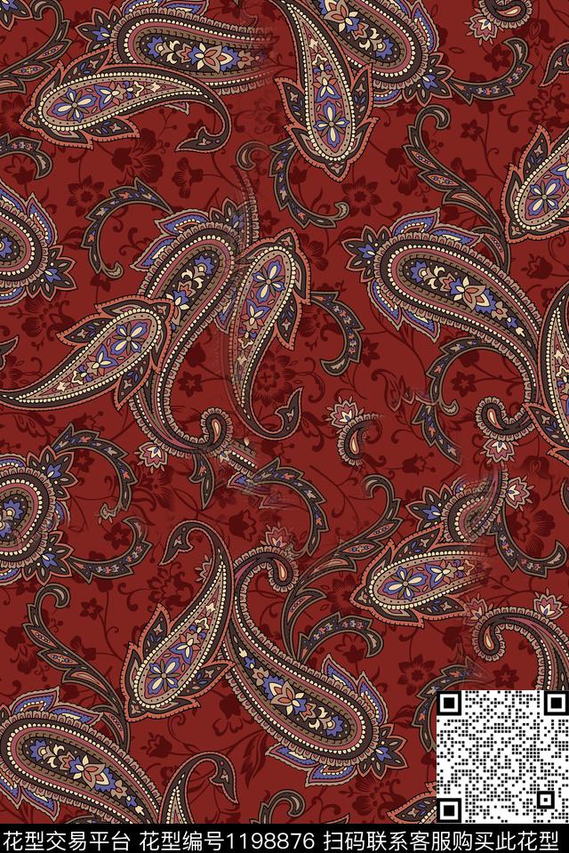 春夏华亿平台佩斯利肌理数码印花华亿平台下载（图片编号: 1198876） - 瓦栏（Walan）