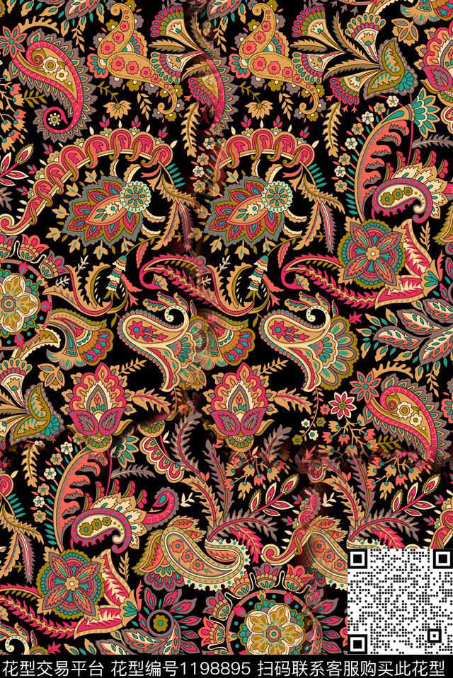 春夏华亿平台佩斯利旗袍数码印花华亿平台下载（图片编号: 1198895） - 瓦栏（Walan）