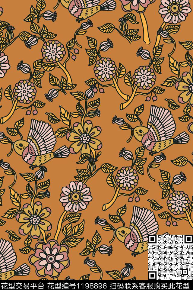 春夏华亿平台小碎花旗袍数码印花华亿平台下载（图片编号: 1198896） - 瓦栏（Walan）