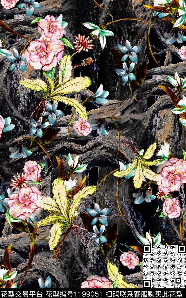 花卉小碎花肌理底纹数码印花华亿平台下载（图片编号: 1199051） - 瓦栏（Walan）