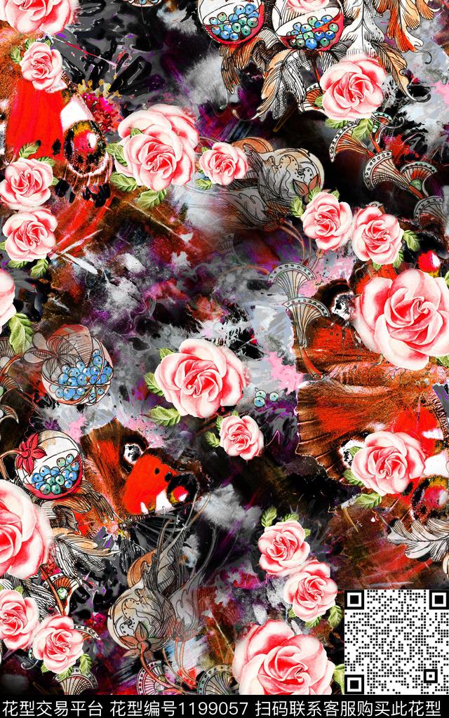 花卉小碎花肌理底纹数码印花华亿平台下载（图片编号: 1199057） - 瓦栏（Walan）