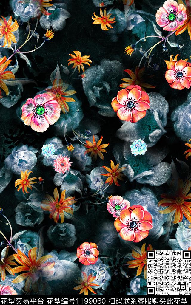 花卉小碎花肌理底纹数码印花华亿平台下载（图片编号: 1199060） - 瓦栏（Walan）