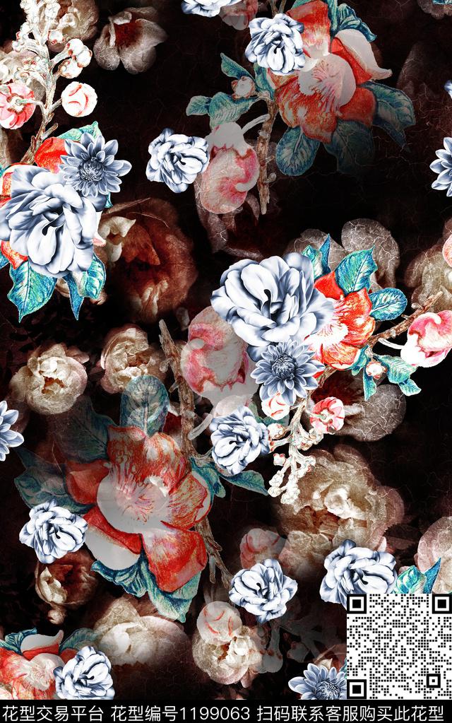 花卉小碎花肌理底纹数码印花华亿平台下载（图片编号: 1199063） - 瓦栏（Walan）