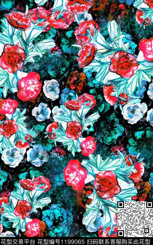花卉小碎花肌理底纹数码印花华亿平台下载（图片编号: 1199065） - 瓦栏（Walan）