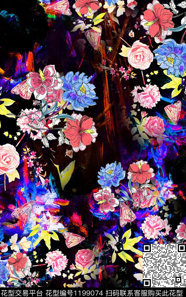 花卉小碎花肌理底纹数码印花华亿平台下载（图片编号: 1199074） - 瓦栏（Walan）