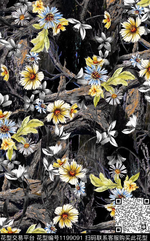 花卉小碎花肌理底纹数码印花华亿平台下载（图片编号: 1199091） - 瓦栏（Walan）